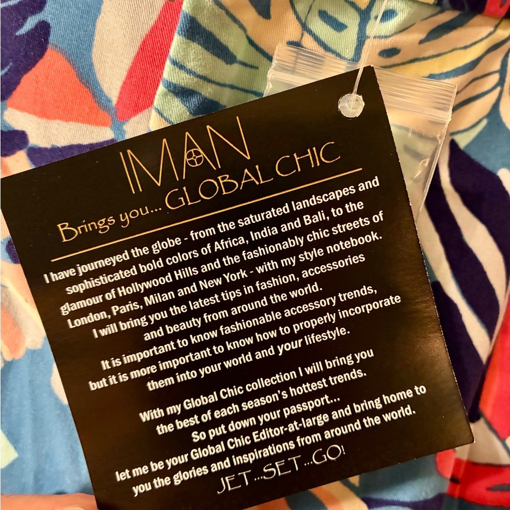 NWT IMAN Global Chic Wide-Leg Cotton Twill Crop Pants Tropical Stretch Blue 18W - Picture 10 of 11